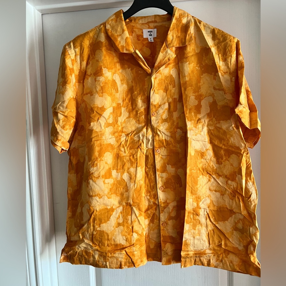 Mode of One Vibrant orange Patterned Men's Shirt size XL